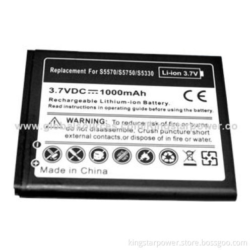 Mobile Phone Battery for Samsung S5570 S5750 S5330, Li-ion, 3.7V 1000mAh or OEM Capacity